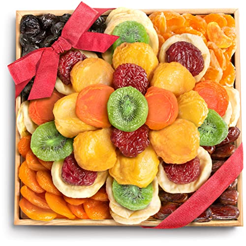 Dried Fruit Gift Basket in Wooden Serving Tray