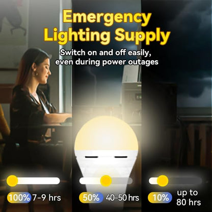 Rechargeable Emergency Light Bulbs - 2600mAh Backup
