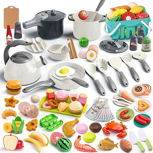 130 Piece Kitchen Playset Pretend Cooking Toy Set