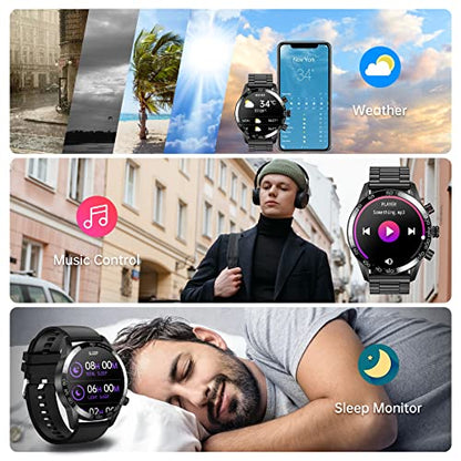 Smart Watches for Men (Dial/Receive Calls),Fitness Tracker Smartwatch, Sleep Tracker, App Message Reminder, Music Control, IP67 Waterproof Smart Watch for Android iOS Phone