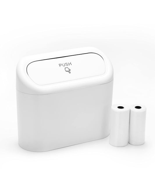 MAICHANG Car Garbage Can with Lid and 40 Small Garbage Bags, White, 0.75 Liters