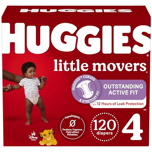 120 Count HUGGIES Little Movers Baby Diapers Size 4