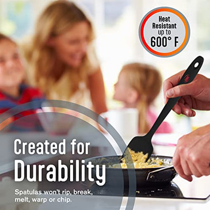 Kaluns Silicone Spatula Set, 4 Rubber Spatulas 600°F Heat Resistant, Nonstick Seamless Design with Stainless Steel Core, Dishwasher Safe, BPA free, Bonus Tongs Included