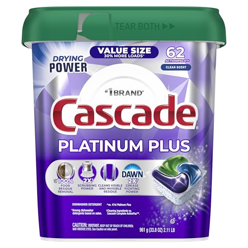 62 Count Cascade Platinum Plus Dishwasher Pods