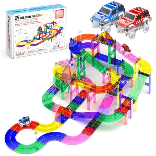 100 Piece PicassoTiles Magnetic Race Track Building Set