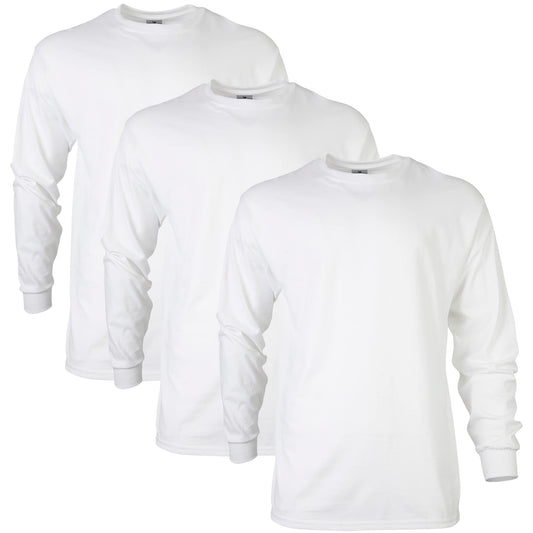Gildan Men's Ultra Cotton Long Sleeve T-Shirt, Style G2400, Multipack, White (3-Pack), Medium
