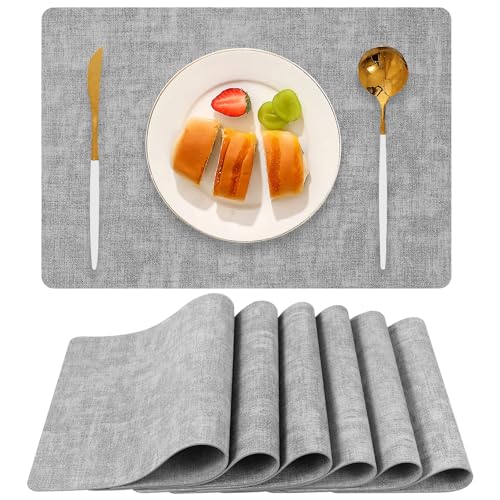 6 Pack Wipeable Heat Resistant Faux Leather Placemats