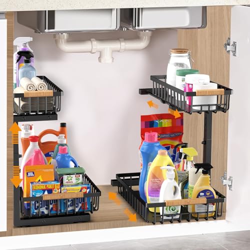 2 Tier Under Sink Organizer Pull Out Shelf Drawer