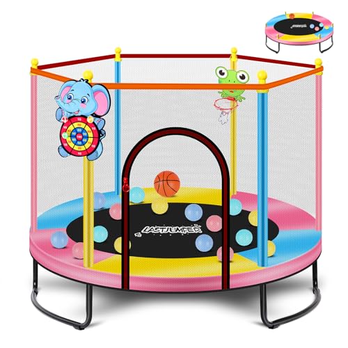 60" Indoor Toddler Trampoline with Basketball Hoop