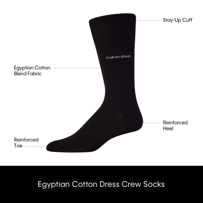 Calvin Klein Men's Dress Socks - Luxury and Egyptian Cotton Blend Dress Socks (2 Pair), Size 7-12, Black Stripe