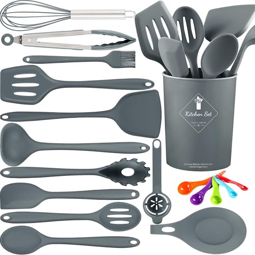 18 Piece Silicone Kitchen Utensil Set with Holder