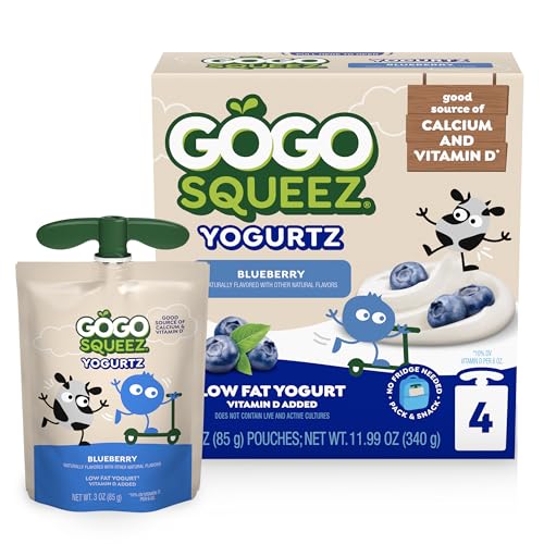 4 Pack GoGo squeeZ Low Fat Blueberry Yogurt Pouches (OU-D)