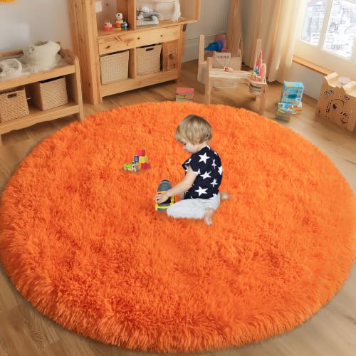6ft Washable Non-Slip Fluffy Round Rug
