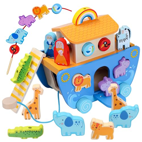 Wooden Noah's Ark Animal Shape Sorter Toy