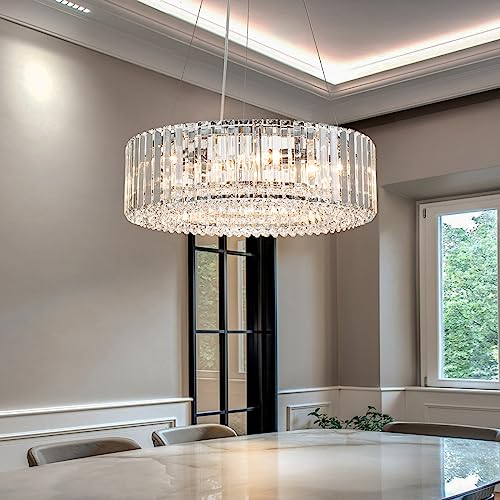 6-Light Modern Crystal Chandelier Pendant Ceiling Fixture 19.7"