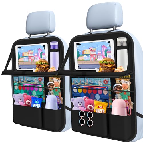 1 Pack Car Backseat Organizer with Tray and Pockets