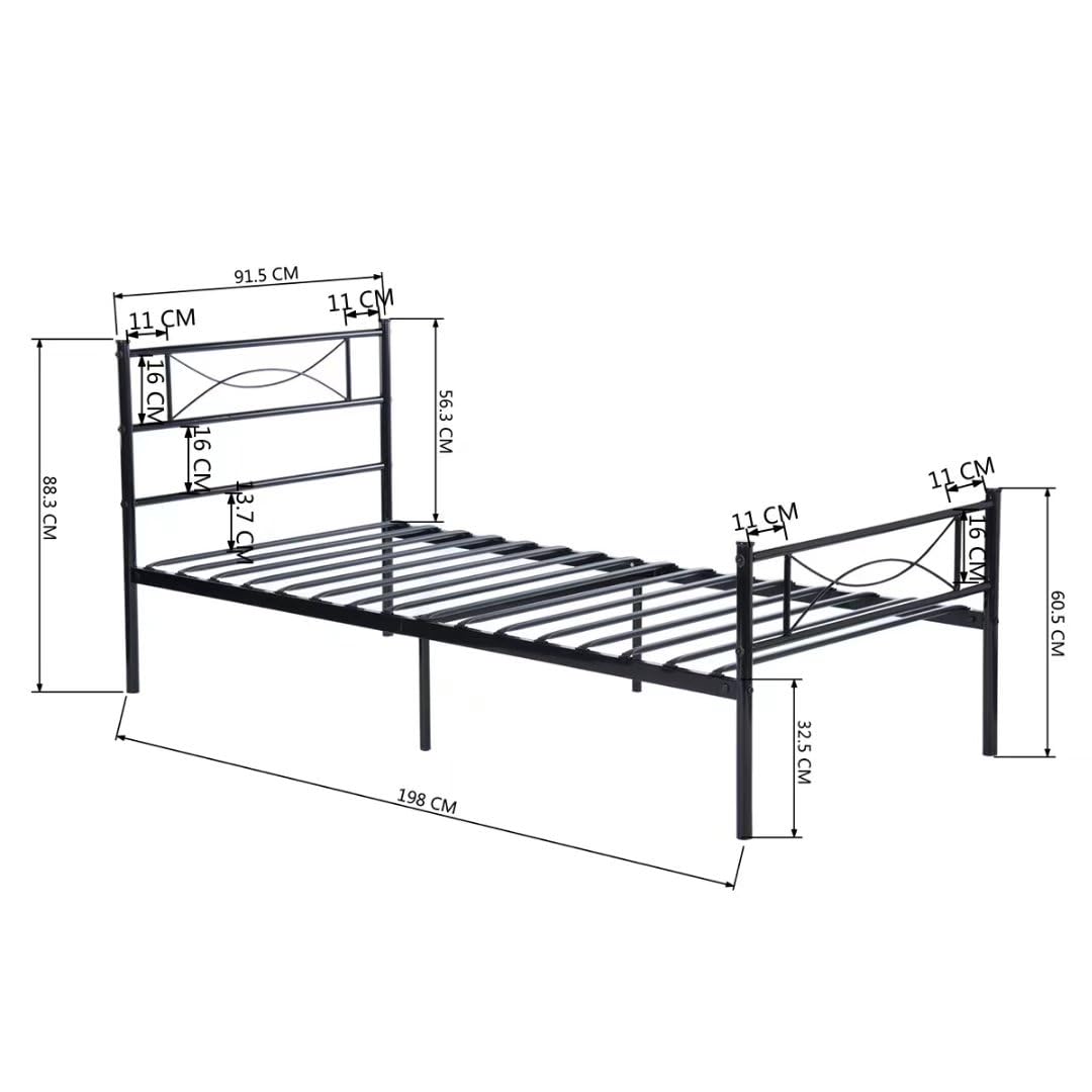 Twin Platform Bed Frame with Headboard, Black