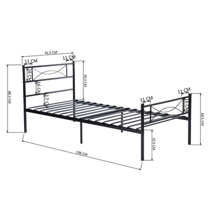 Twin Platform Bed Frame with Headboard, Black