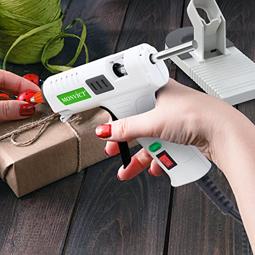 Hot Glue Gun Kit, MONVICT 40W Mini Glue Gun with Fine Tip & 30 Glue Sticks, Suction Cups Stand & Anti Stick Silicone Mat, On/Off Switch Design for DIY, Crafts, Home School Project…