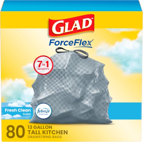 80 Count Glad ForceFlex 13 Gallon Kitchen Trash Bags