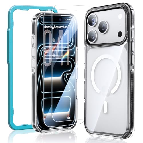 2 Pack Magnetic iPhone 17 Pro Max Case with Protector