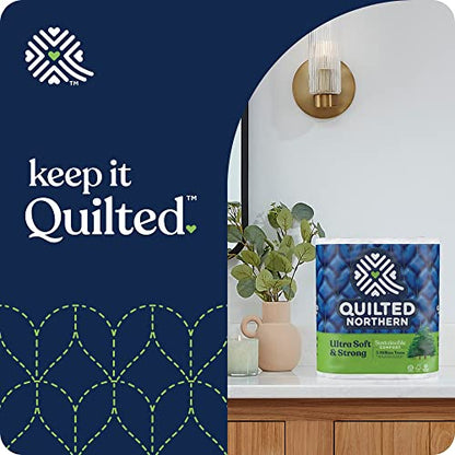 Quilted Northern Ultra Soft & Strong Toilet Paper with Paper Packaging, 6 Mega Rolls = 24 Regular Rolls White