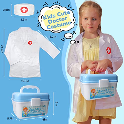 Medical Kit for Kids - 38 Pieces Doctor Pretend Play Equipment, Toy Doctor Kit for Kids, Doctor Play Set with Gift Case for Boys Girls 3 4 5 6 7 Years old Christmas Birthday Gift(blue)