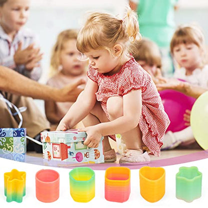 JOHOUSE Mini Magic Springs, 36PCS Rainbow Platic Coil Spring Toy, Fidget Stress Coil Mini Bulk Toys for Birthday Classroom Prizes and Party Favors Small Toys Gifts