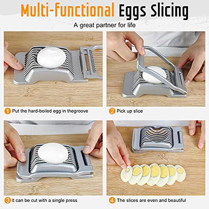 Yuzxaun Egg Slicer for Hard Boiled Eggs, Stainless Steel Wire, Heavy Duty Aluminium Egg Cutter Dishwasher Safe for Egg Strawberry Soft Fruit