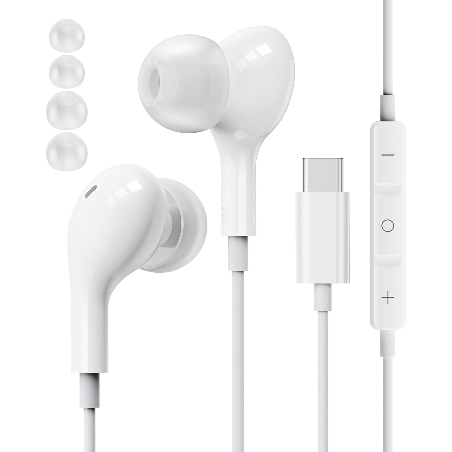 USB C Headphones for Samsung S24 S23 S22, Type C Earbuds with Microphone HIFI Stereo Volume Control Ear Buds Compatible for iPhone 15 Pro Max Pixel 8 7 6 OnePlus 10