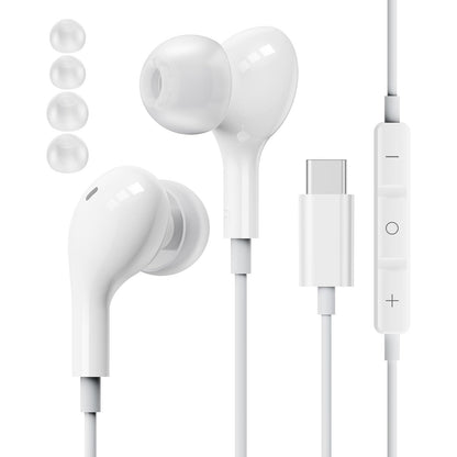 USB C Headphones for Samsung S24 S23 S22, Type C Earbuds with Microphone HIFI Stereo Volume Control Ear Buds Compatible for iPhone 15 Pro Max Pixel 8 7 6 OnePlus 10