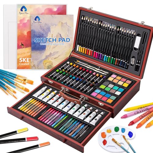 Deluxe Wooden Art Set Drawing Painting Kit 30 Piece