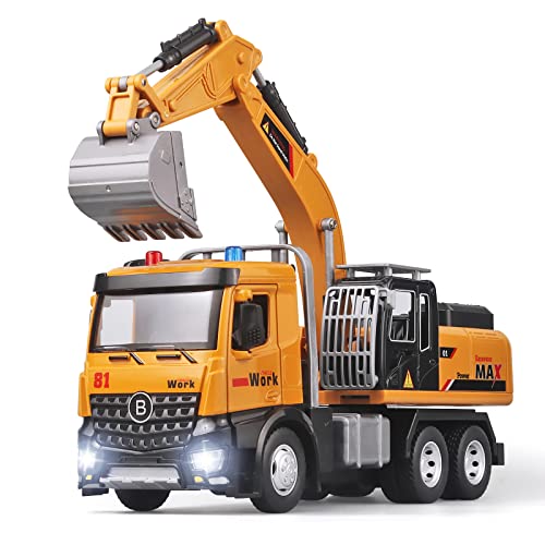 Diecast Excavator Toy with Sound and Lights for Kids