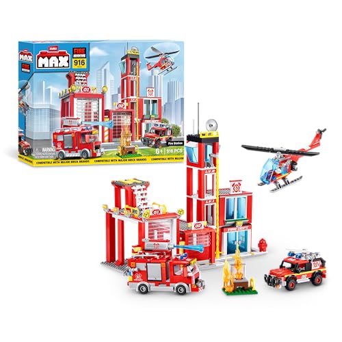 916 Piece Fire Rescue Building Bricks Playset for Kids
