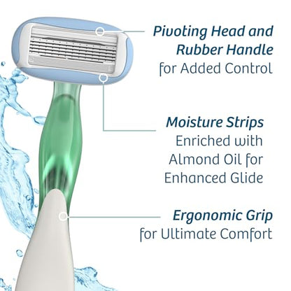 BIC Soleil Escape Women's Disposable Razors With 5 Blades for a Sensorial Experience and Comfortable Shave, Pack of Jasmine & Eucalyptus Scented Handle Shaving Razors for Women, 2 Count