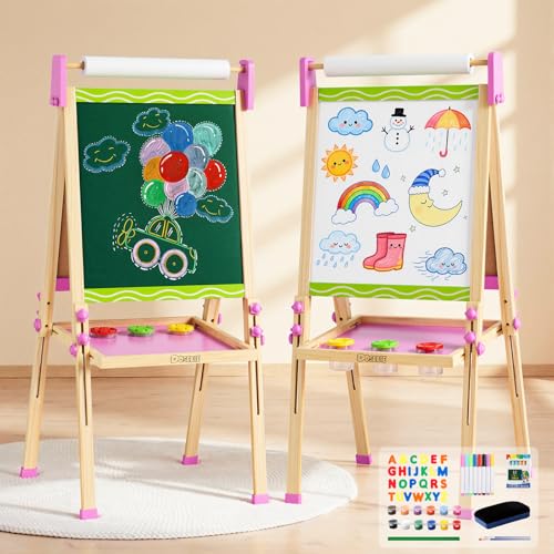 Adjustable Wooden Double-Sided Kids Art Easel