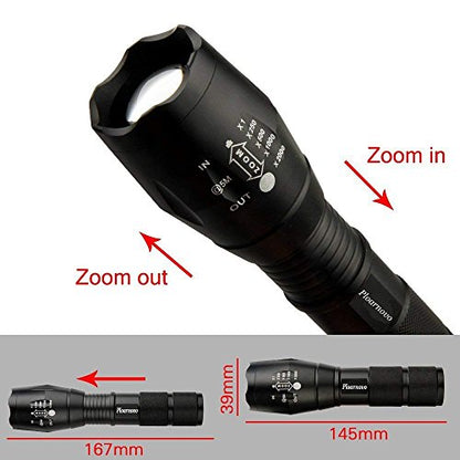 Ploarnovo 2 Pack Tactical Flashlight 2000 Lumens LED with Adjustable Focus and 5 Light Modes for Camping Hiking Emergency, Hurricane, Power Outage,Gift-Giving