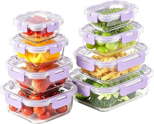 8 Pack Glass Meal Prep Food Storage Containers