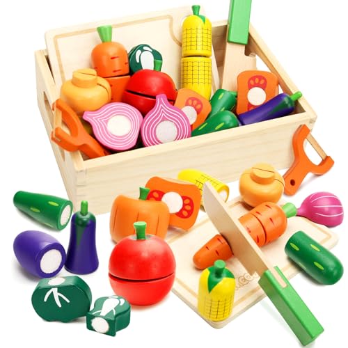 Wooden Cutting Play Food Set for Toddlers