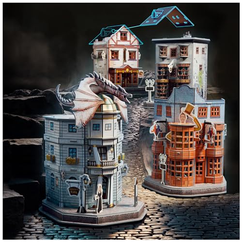 4D Build, Harry Potter Diagon Alley 3D Puzzle Model Kit, 4 Buildings, 287 Pcs, Harry Potter Gifts Desk Décor, 3D Puzzles for Adults & Teens 12+