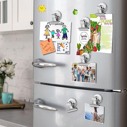 20 Pack Refrigerator Magnets Fridge Magnetic Clips Heavy Duty, Fridge Magnet Clips, Whiteboard Magnets Clips, Clips Magnets for Fridge, Whiteboard, Refrigerator (Silver)
