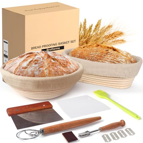 2 Pack Bread Proofing Basket Set with Tools