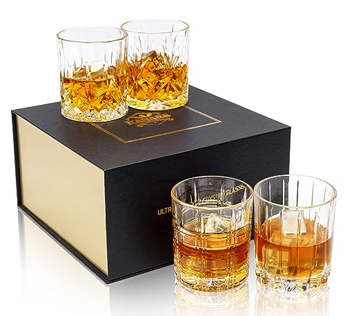 4 Pack Crystal Whiskey Rocks Glasses 10 oz