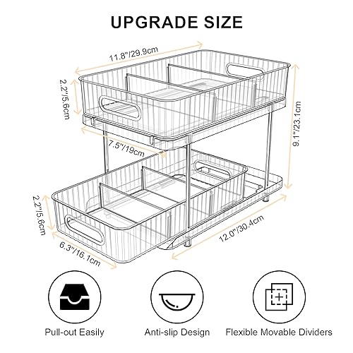 2-Tier Bathroom Cabinet Organizer with Pull-Out Bins