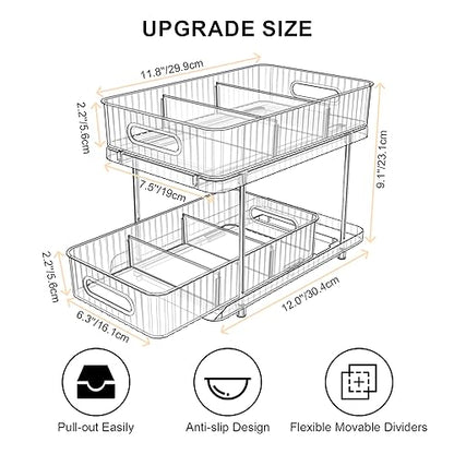 2-Tier Bathroom Cabinet Organizer with Pull-Out Bins