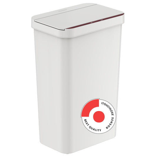 iTouchless Prime 13.2 Gallon Sensor Trash Can, Durable Dent-Proof Construction, Slim and Space-Efficient Automatic Bin Great for Kitchen, Home, Office, Business, Garage, White Color Plastic