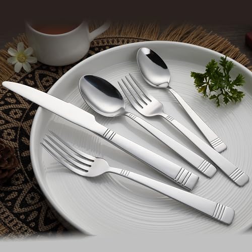 Amazon Basics 20-Piece Stainless Steel Flatware Set