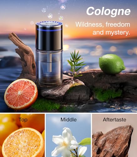 VICSEED SmartAI AUTO On/Off Car Air Freshener with Blue Ambient Light, Adjustable Concentration & 360°Scent Aroud Car Diffuser, 160ML Large Capacity for 6 Months Long-Lasting Use - Premium Cologne
