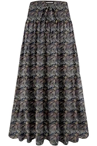 Boho High Waist Ruffle Pleated Maxi Skirt