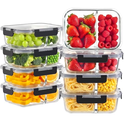 8 Pack 30oz Glass Meal Prep Containers with Lids